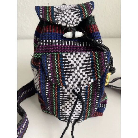Artesanias Molina Indian Bag Mexico Handmade Woven Multicolor Mini Backpack - Picture 1 of 11
